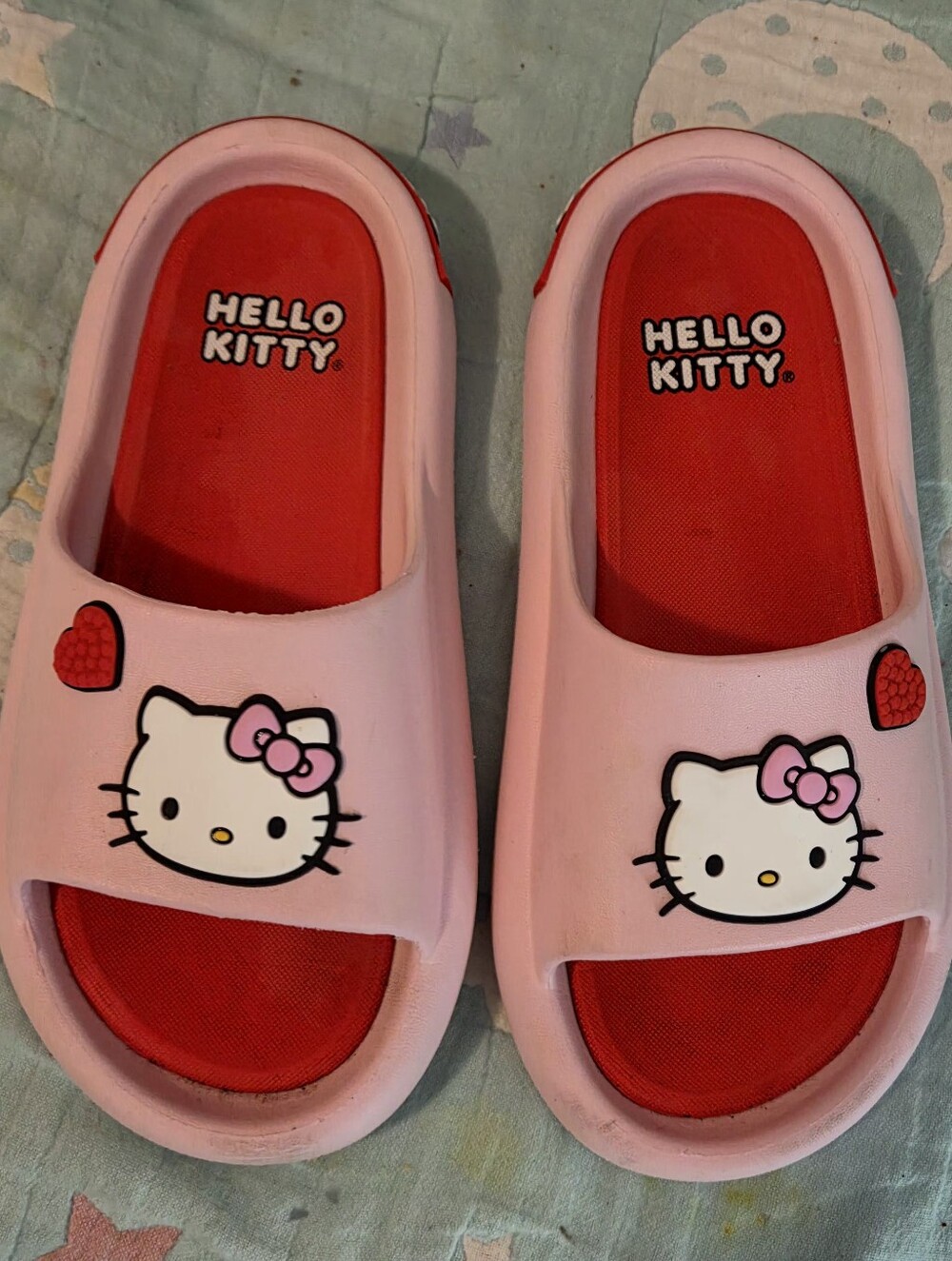Hello Kitty Pink Slip-On Kids Slides with Dark Pink Footbed